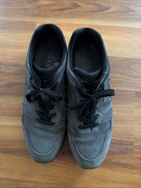 Hogan Men's Charcoal Suede Sneakers with Black Laces size 10